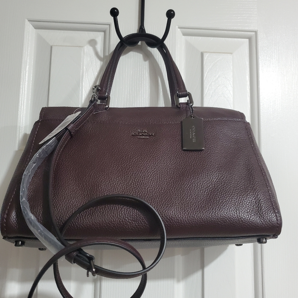NWTs Beautiful Coach Fulton Satchel~Colorblock Leather~Oxblood~ MSRP:$350